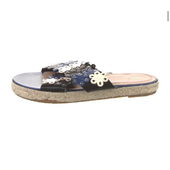 Red Valentino Floral Studded Espadrille Sandal Slide Slip On Blue White Sz EU 41 - Picture 2 of 5